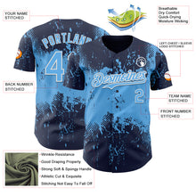 Load image into Gallery viewer, Custom Navy Sky Blue-White 3D Pattern Design Abstract Splatter Grunge Paint Authentic Baseball Jersey
