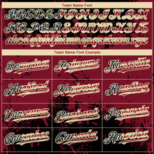 Загрузить изображение в средство просмотра галереи, Custom Black Vintage USA Flag Crimson-Cream 3D Pattern Design Abstract Splatter Grunge Paint Authentic Baseball Jersey
