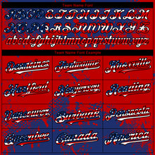 Load image into Gallery viewer, Custom Royal USA Flag Red-Black 3D Pattern Design Abstract Splatter Grunge Paint Authentic Baseball Jersey
