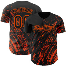 Load image into Gallery viewer, Custom Black Orange 3D Pattern Design Paint Stroke Grunge Streak Authentic Baseball Jersey
