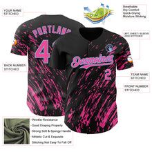 Charger l'image dans la galerie, Custom Black Pink-Light Blue 3D Pattern Design Paint Stroke Grunge Streak Authentic Baseball Jersey
