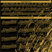 Load image into Gallery viewer, Custom Black Old Gold 3D Pattern Design Paint Stroke Grunge Streak Authentic Baseball Jersey
