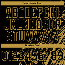 Load image into Gallery viewer, Custom Black Old Gold 3D Pattern Design Paint Stroke Grunge Streak Authentic Baseball Jersey
