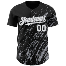 Load image into Gallery viewer, Custom Black White-Gray 3D Pattern Design Paint Stroke Grunge Streak Authentic Baseball Jersey
