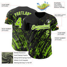 Load image into Gallery viewer, Custom Black Neon Green-White 3D Pattern Design Paint Stroke Grunge Streak Authentic Baseball Jersey
