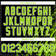 Load image into Gallery viewer, Custom Black Neon Green-White 3D Pattern Design Paint Stroke Grunge Streak Authentic Baseball Jersey
