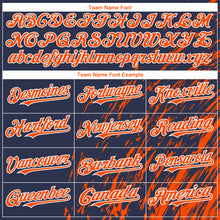Load image into Gallery viewer, Custom Navy Orange-White 3D Pattern Design Paint Stroke Grunge Streak Authentic Baseball Jersey
