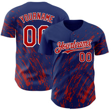 Загрузить изображение в средство просмотра галереи, Custom Royal Red-White 3D Pattern Design Paint Stroke Grunge Streak Authentic Baseball Jersey
