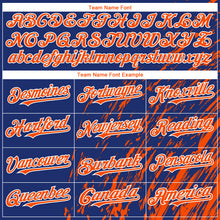 Load image into Gallery viewer, Custom Royal Orange-White 3D Pattern Design Paint Stroke Grunge Streak Authentic Baseball Jersey

