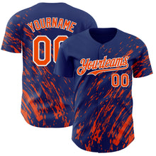 Load image into Gallery viewer, Custom Royal Orange-White 3D Pattern Design Paint Stroke Grunge Streak Authentic Baseball Jersey
