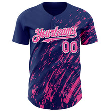 Load image into Gallery viewer, Custom Royal Pink-White 3D Pattern Design Paint Stroke Grunge Streak Authentic Baseball Jersey
