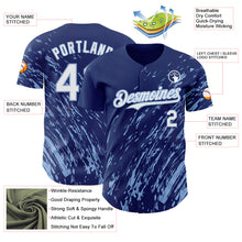 Load image into Gallery viewer, Custom Royal White-Light Blue 3D Pattern Design Paint Stroke Grunge Streak Authentic Baseball Jersey
