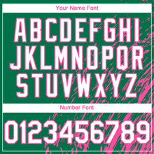 Laden Sie das Bild in den Galerie-Viewer, Custom Kelly Green White-Pink 3D Pattern Design Paint Stroke Grunge Streak Authentic Baseball Jersey
