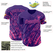 Load image into Gallery viewer, Custom Purple Pink 3D Pattern Design Paint Stroke Grunge Streak Authentic Baseball Jersey
