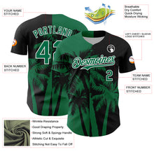 Laden Sie das Bild in den Galerie-Viewer, Custom Black Kelly Green-White 3D Pattern Design Hawaii Palm Trees Tropical Coconut Authentic Baseball Jersey
