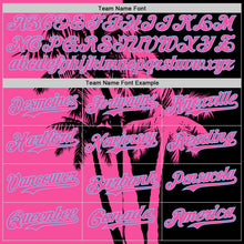 Load image into Gallery viewer, Custom Black Pink-Light Blue 3D Pattern Design Hawaii Palm Trees Tropical Coconut Authentic Baseball Jersey
