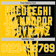 Load image into Gallery viewer, Custom Black Yellow-White 3D Pattern Design Hawaii Palm Trees Tropical Coconut Authentic Baseball Jersey
