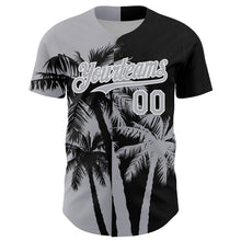 Load image into Gallery viewer, Custom Black Gray-White 3D Pattern Design Hawaii Palm Trees Tropical Coconut Authentic Baseball Jersey
