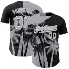 Load image into Gallery viewer, Custom Black Gray-White 3D Pattern Design Hawaii Palm Trees Tropical Coconut Authentic Baseball Jersey
