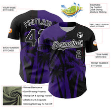Load image into Gallery viewer, Custom Black Purple-White 3D Pattern Design Hawaii Palm Trees Tropical Coconut Authentic Baseball Jersey
