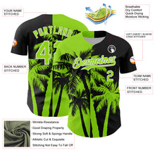 Load image into Gallery viewer, Custom Black Neon Green-White 3D Pattern Design Hawaii Palm Trees Tropical Coconut Authentic Baseball Jersey
