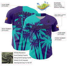 Charger l'image dans la galerie, Custom Purple Aqua-Black 3D Pattern Design Hawaii Palm Trees Tropical Coconut Authentic Baseball Jersey
