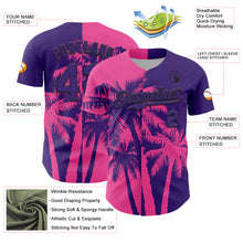 Charger l'image dans la galerie, Custom Purple Pink-Black 3D Pattern Design Hawaii Palm Trees Tropical Coconut Authentic Baseball Jersey
