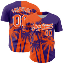 Загрузить изображение в средство просмотра галереи, Custom Purple Orange-White 3D Pattern Design Hawaii Palm Trees Tropical Coconut Authentic Baseball Jersey
