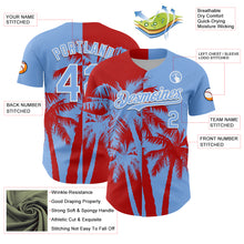 Load image into Gallery viewer, Custom Light Blue Red-White 3D Pattern Design Hawaii Palm Trees Tropical Coconut Authentic Baseball Jersey
