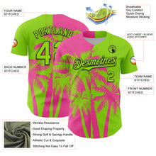 Загрузить изображение в средство просмотра галереи, Custom Neon Green Pink-Black 3D Pattern Design Hawaii Palm Trees Tropical Coconut Authentic Baseball Jersey
