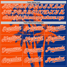 Load image into Gallery viewer, Custom Royal Orange-White 3D Pattern Design Hawaii Palm Trees Tropical Coconut Authentic Baseball Jersey
