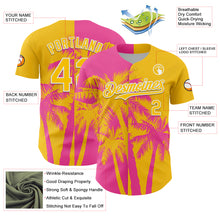 Load image into Gallery viewer, Custom Yellow Pink-White 3D Pattern Design Hawaii Palm Trees Tropical Coconut Authentic Baseball Jersey
