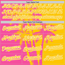 Load image into Gallery viewer, Custom Yellow Pink-White 3D Pattern Design Hawaii Palm Trees Tropical Coconut Authentic Baseball Jersey
