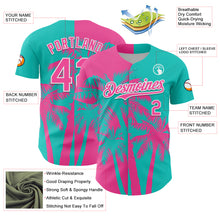 Load image into Gallery viewer, Custom Aqua Pink-White 3D Pattern Design Hawaii Palm Trees Tropical Coconut Authentic Baseball Jersey
