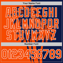 Charger l'image dans la galerie, Custom Navy Orange-White 3D Pattern Design Hawaii Palm Trees Tropical Coconut Authentic Baseball Jersey
