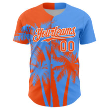 Charger l'image dans la galerie, Custom Electric Blue Orange-White 3D Pattern Design Hawaii Palm Trees Tropical Coconut Authentic Baseball Jersey
