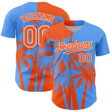 Charger l'image dans la galerie, Custom Electric Blue Orange-White 3D Pattern Design Hawaii Palm Trees Tropical Coconut Authentic Baseball Jersey
