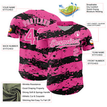 Charger l'image dans la galerie, Custom Pink Black-White 3D Pattern Design Paint Splash Stripe Authentic Baseball Jersey
