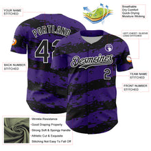 Load image into Gallery viewer, Custom Purple Black-White 3D Pattern Design Paint Splash Stripe Authentic Baseball Jersey
