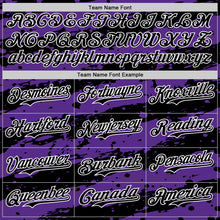 Load image into Gallery viewer, Custom Purple Black-White 3D Pattern Design Paint Splash Stripe Authentic Baseball Jersey
