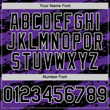 Load image into Gallery viewer, Custom Purple Black-White 3D Pattern Design Paint Splash Stripe Authentic Baseball Jersey
