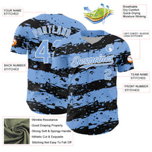 Charger l'image dans la galerie, Custom Light Blue Black-White 3D Pattern Design Paint Splash Stripe Authentic Baseball Jersey
