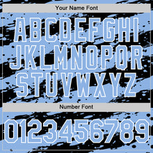 Charger l'image dans la galerie, Custom Light Blue Black-White 3D Pattern Design Paint Splash Stripe Authentic Baseball Jersey
