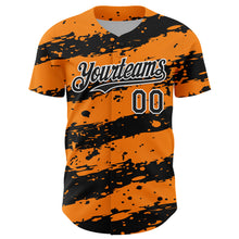Charger l'image dans la galerie, Custom Bay Orange Black-White 3D Pattern Design Paint Splash Stripe Authentic Baseball Jersey
