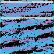 Загрузить изображение в средство просмотра галереи, Custom Sky Blue Black-Pink 3D Pattern Design Paint Splash Stripe Authentic Baseball Jersey
