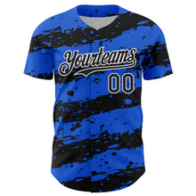 Charger l'image dans la galerie, Custom Thunder Blue Black-White 3D Pattern Design Paint Splash Stripe Authentic Baseball Jersey
