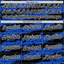 Charger l'image dans la galerie, Custom Thunder Blue Black-White 3D Pattern Design Paint Splash Stripe Authentic Baseball Jersey
