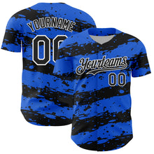 Charger l'image dans la galerie, Custom Thunder Blue Black-White 3D Pattern Design Paint Splash Stripe Authentic Baseball Jersey
