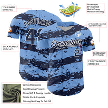 Charger l'image dans la galerie, Custom Light Blue Navy-White 3D Pattern Design Paint Splash Stripe Authentic Baseball Jersey
