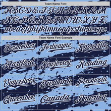 Charger l'image dans la galerie, Custom Light Blue Navy-White 3D Pattern Design Paint Splash Stripe Authentic Baseball Jersey
